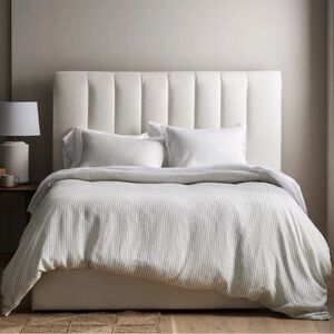 Quince 100% European Linen Duvet Cover Stripe Classic Preppy Minimal Full/Queen